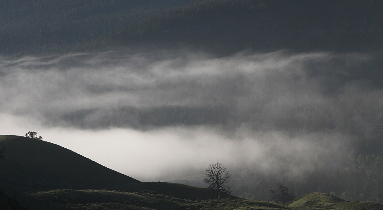 Clouds over a valley in Yellowstone